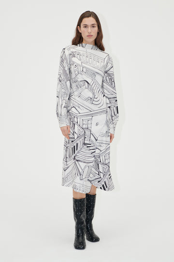 Stine Goya UK Shoulder Pleated Long Dress Dress Fineline Staircase