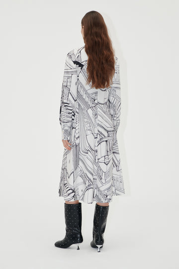 Stine Goya UK Shoulder Pleated Long Dress Dress Fineline Staircase