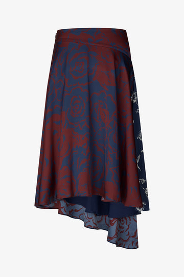 Stine Goya UK Skirt Asymmetric With Pleats Skirt Graphic Rose Burgundy