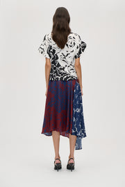 Stine Goya UK Skirt Asymmetric With Pleats Skirt Graphic Rose Burgundy