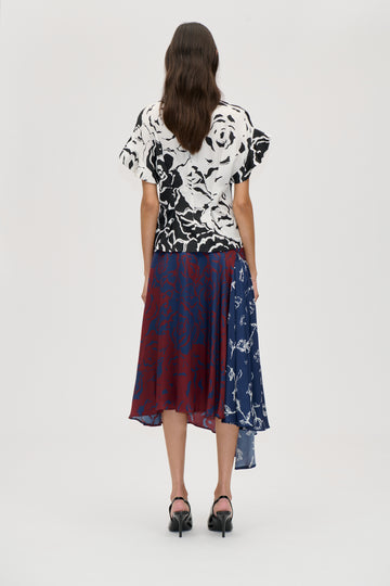 Stine Goya UK Skirt Asymmetric With Pleats Skirt Graphic Rose Burgundy