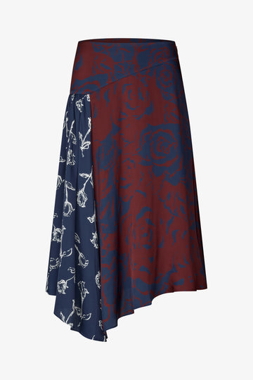 Stine Goya UK Skirt Asymmetric With Pleats Skirt Graphic Rose Burgundy