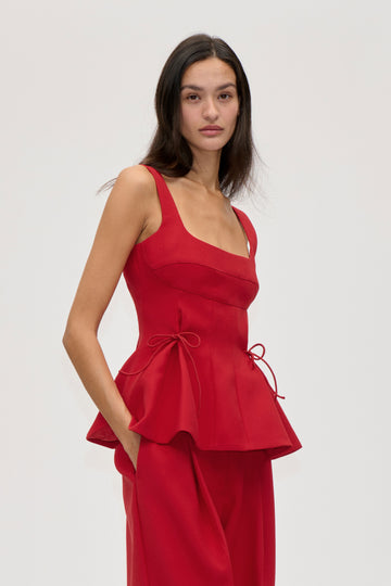 Stine Goya UK Sleeveless Fitted Waist Top Top Ruby Red