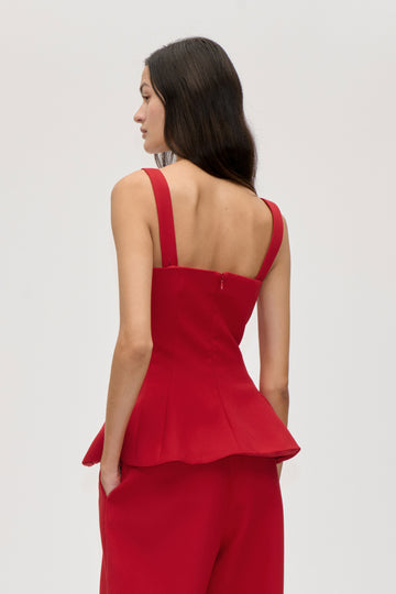 Stine Goya UK Sleeveless Fitted Waist Top Top Ruby Red
