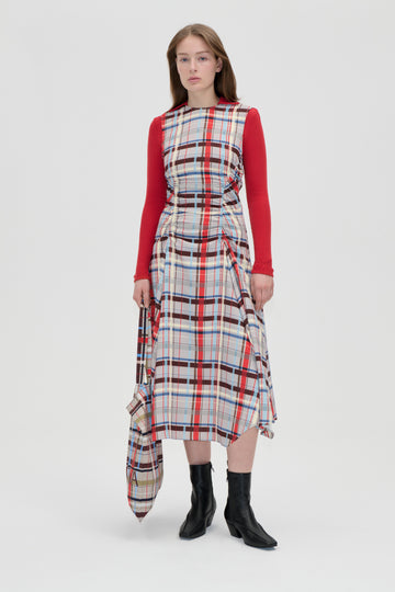 Stine Goya UK Sleeveless Gathered Midi Dress Dress Scarlet Grid