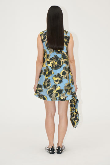 Stine Goya UK Sleeveless V-Neck Short Dress Dress Blue Anemone Jacquard