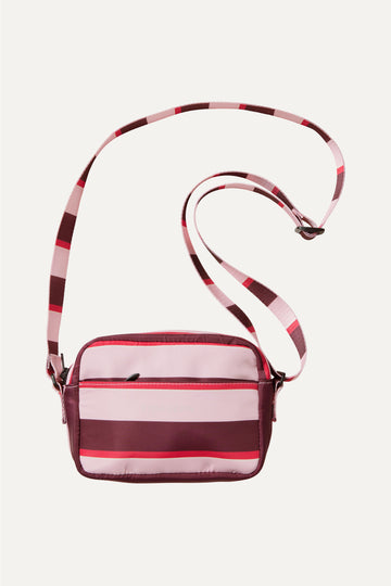 Stine Goya UK Small Crossbody Bag Accessories Burgundy and Pink Stripes