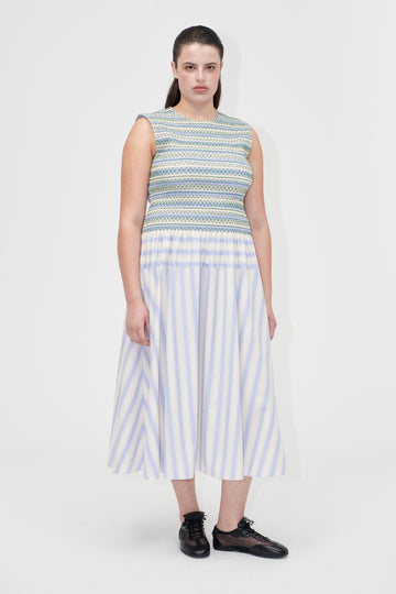 Stine Goya UK Smocked Gathered Tank Dress Dress Pastel Stripes