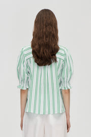 Stine Goya UK Smocked Gathered Top Top Smocked Stripes