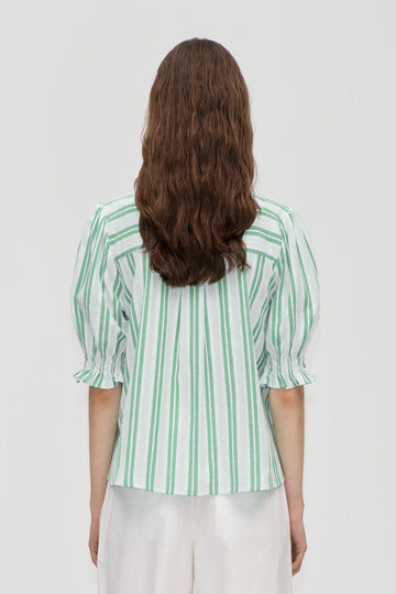 Stine Goya UK Smocked Gathered Top Top Smocked Stripes