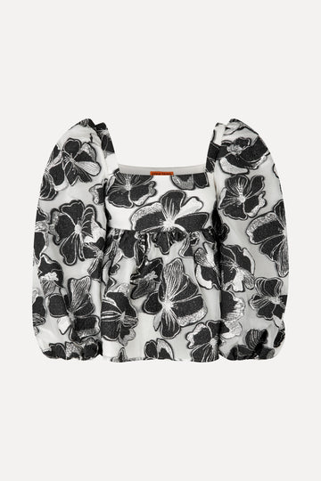 Stine Goya UK Square Neck Long Sleeve Top Top Anemone Jacquard