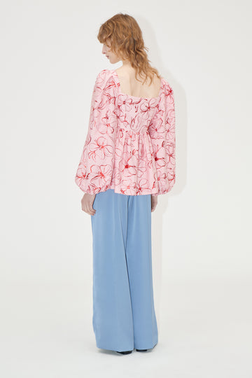 Stine Goya UK Square Neck Long Sleeve Top Top Foil Foliage