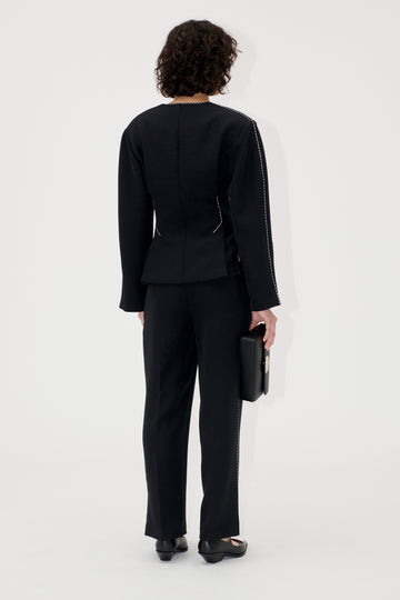Stine Goya UK Straight Cropped Pants w/Slit Pants Jet Black