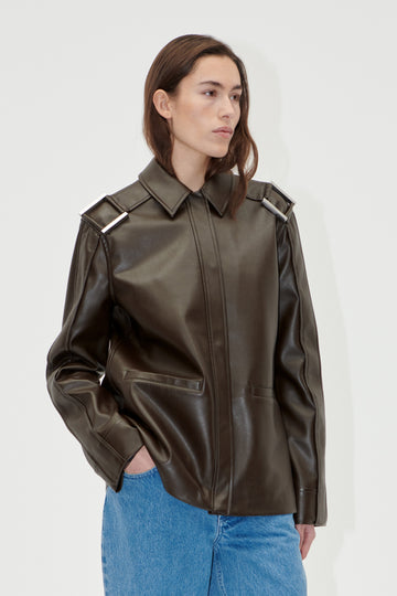 Stine Goya UK Straight Sleeve Jacket Top Chocolate