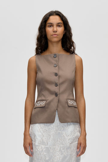 Stine Goya UK Tailored Tank Vest Top Cherries On A Paisley