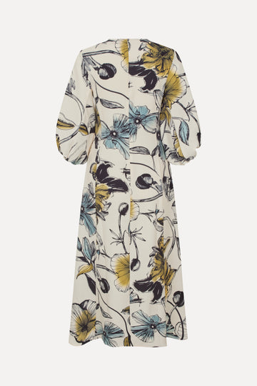 Stine Goya UK Three-Quarter Sleeve Midi Dress Dress Fine Line Poppies