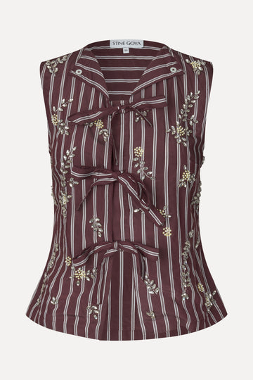 Stine Goya UK Tie Front Vest Top Uniform Stripes