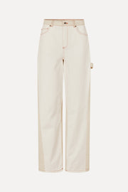 Stine Goya UK Twist Knee Seam Denim Pants Pants Natural / Contrast Red