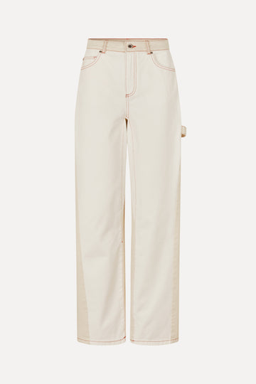 Stine Goya UK Twist Knee Seam Denim Pants Pants Natural / Contrast Red