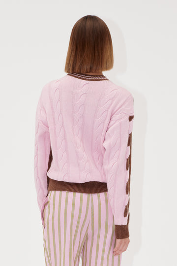 Stine Goya UK Two-Tone Cable Sweater Knit Timber