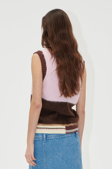 Stine Goya UK V Neckline Vest Knit Multi Stripes