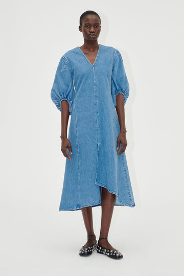 Stine Goya UK Volume Sleeves Midi Dress Dress Denim Blue