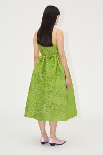 Stine Goya UK Voluminous Gathered Midi Dress Dress Green impressionist hue