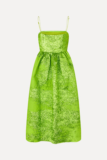 Stine Goya UK Voluminous Gathered Midi Dress Dress Green impressionist hue