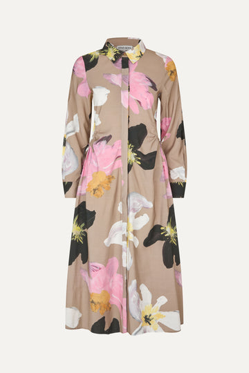Stine Goya UK Waist Gather Shirt Midi Dress Dress Wild Flowers