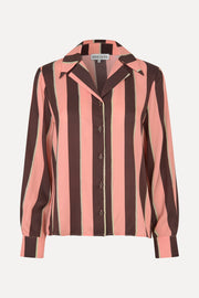 Stine Goya UK Wide Point Collar Shirt Top Rosewood Mint Stripes