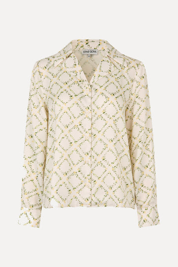 Stine Goya UK Wide Point Collar Shirt Top Sakura Check Yellow
