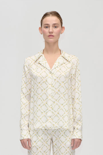 Stine Goya UK Wide Point Collar Shirt Top Sakura Check Yellow