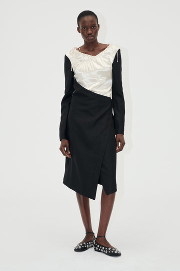 Stine Goya UK Wrap Midi Dress Dress Black / Butter Milk